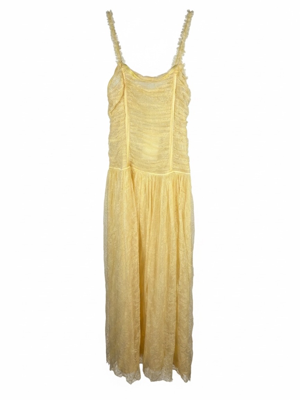 Ulla Johnson Florelle Dress Lemonbalm Yellow Lace Mesh Midi Gown PS250141 Size 6